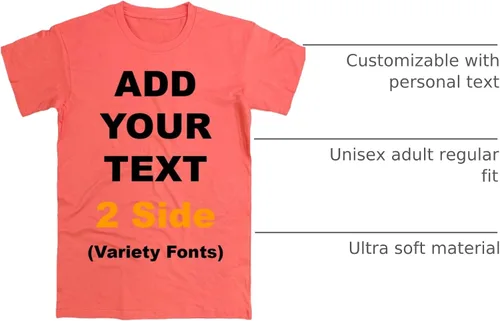 Miniatura 16 de Circular - Camisetas personalizadas en la parte delantera y trasera para añadir tu texto, ultra suaves, para hombres y mujeres, camiseta de algodón