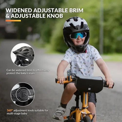 Miniatura 5 de ROCKBROS Casco integral para niños Cascos de bicicleta para niños Casco ligero de bicicleta de montaña para niños pequeños Desmontable para MTB BMX