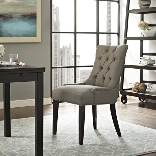 Miniatura 2 de Modway Regent Modern - Elegante tela tapizada con botones y ribete de cabeza de clavo, silla auxiliar de comedor, granito Granite