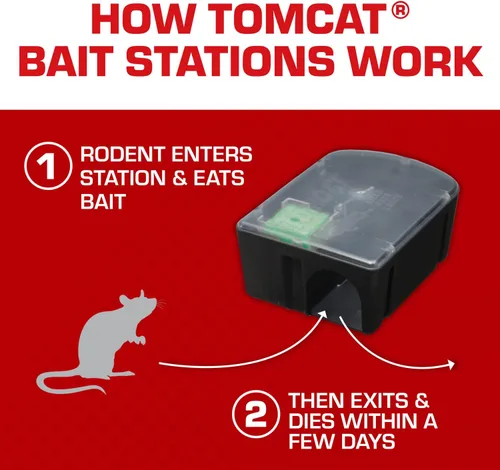 Miniatura 4 de Tomcat Rat & Mouse Killer - Estación desechable resistente para niños y perros, 1 estación de cebo prellenada lista para usar