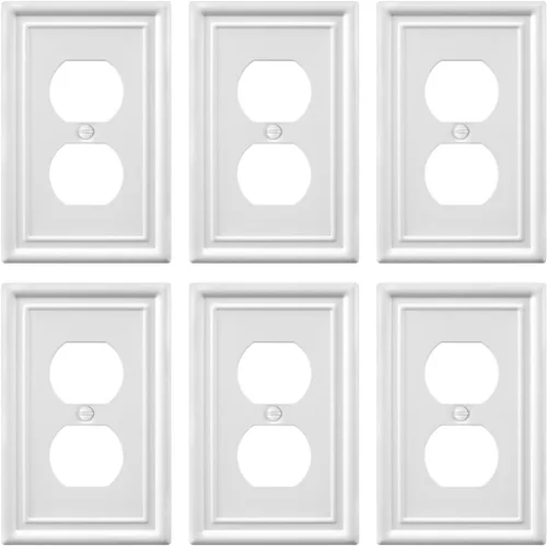 Miniatura 24 de Paquete de 2 placas decorativas de pared, placa de cubierta de toma de corriente eléctrica de níquel satinado para receptáculo, interruptor