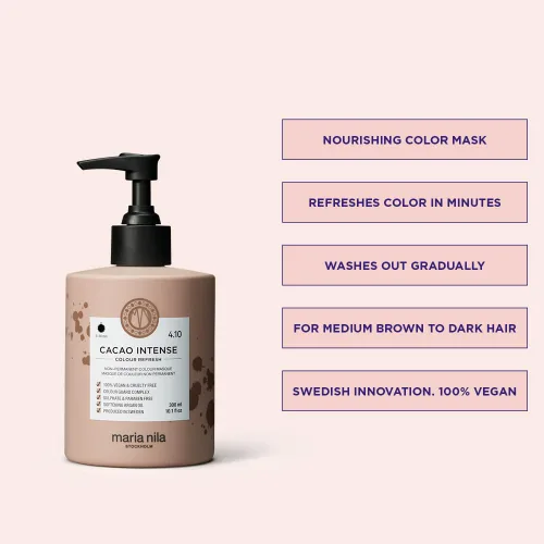 Miniatura 2 de Maria Nila Color Refresh, Cacao Intense, Dark Brown Hair Mask, Semi-Permanent Pigments, 100% Vegan & Sulfate/Paraben free