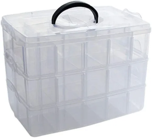 HomDSim Washi - Organizador de caja de cinta, contenedor de armario divisor, con 30 compartimentos ajustables, transparente, cinta adhesiva de