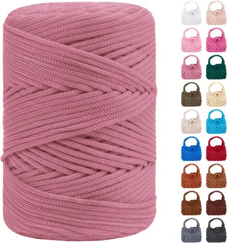 Miniatura 31 de Cordón de macramé de poliéster de 0.118 in x 185 yardas, cordón trenzado de macramé, bolsa de ganchillo, hilo de poliéster para ganchillo, bolsa