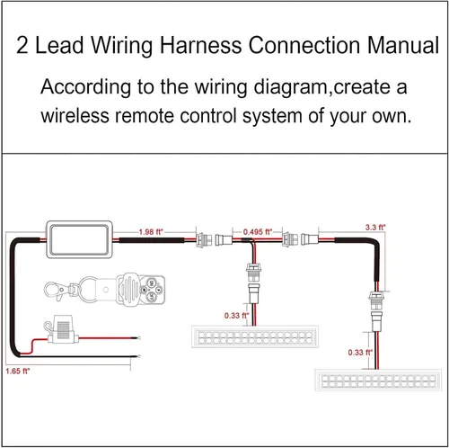 Miniatura 6 de Kit de arnés de cableado con control remoto inalámbrico para barra de luz LED de 12 V, soporta 1/2 cables, 4 modos