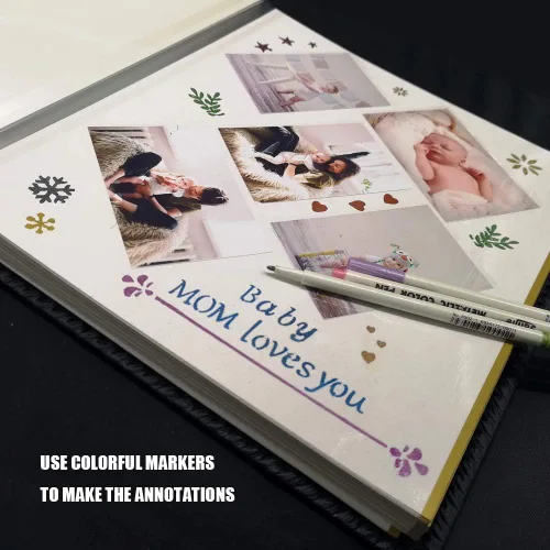 Miniatura 4 de Álbum de fotos Totocan con páginas autoadhesivas, gran álbum de fotos magnético autoadhesivo con cubierta de piel de estilo vintage, álbumes DIY