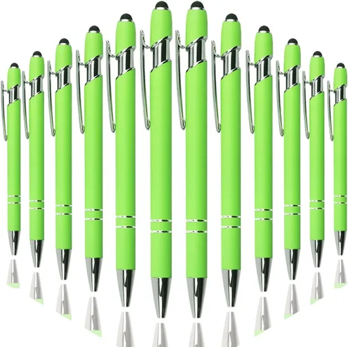 Miniatura 15 de Oddmoal Bolígrafo con punta de lápiz, bolígrafo de metal suave al tacto, punta media de 0.039 pulgadas, tinta negra, 12 unidades (color mezclado)