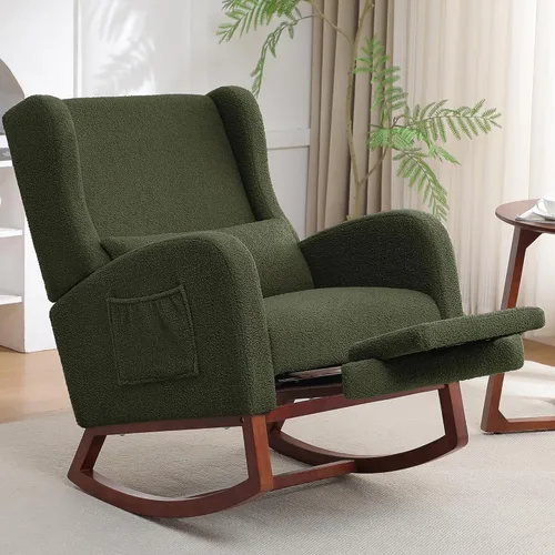 Miniatura 13 de HCHAIRH Rocking Chair Nursery, Nursery Rocking Chairs with Foot Rest, Comfy Glider Rocker Nursing Chair with Back Pillow for Nursing, Living Room