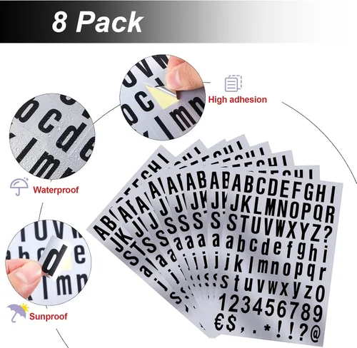 Miniatura 2 de Zonon 8 hojas de pegatinas de números para buzón, kit de letras y números de vinilo autoadhesivo para buzón, letreros, ventana, puerta, automóviles