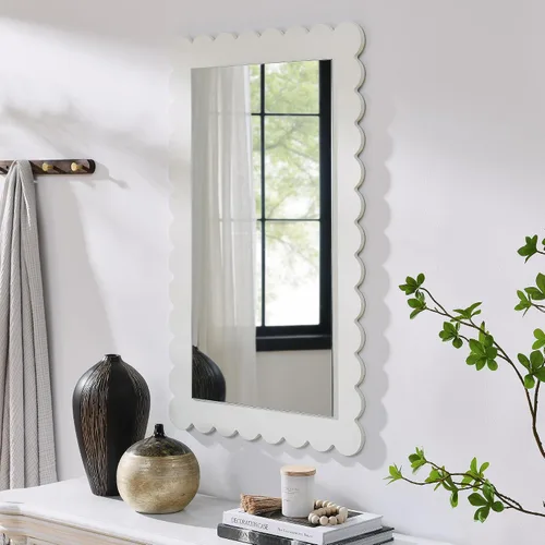 Miniatura 11 de Modway Emmeline Espejo de pared rectangular festoneado en gris claro