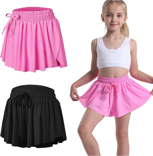 Paquete de 3 faldas cortas con vuelo de mariposa para niñas, tenis y animadoras, atléticas, para correr, para adolescentes y niñas