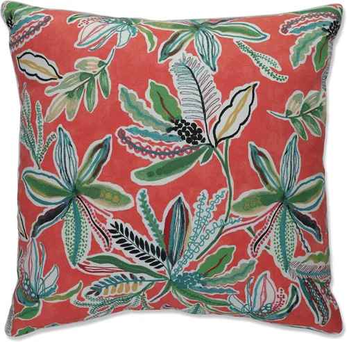 Miniatura 24 de Pillow Perfect Almohadas botánicas para interiores y exteriores, 2 unidades, acento, 16.5 x 16.5 pulgadas, naranja Sunny Daze