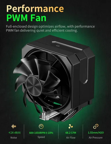 Miniatura 6 de Enfriador de aire de CPU con tubos de calor de 4X6mm, enfriador de CPU de ventilador de 120mm 1650rpm, enfriador de CPU AMD AM5/AM4/AM3 Serie