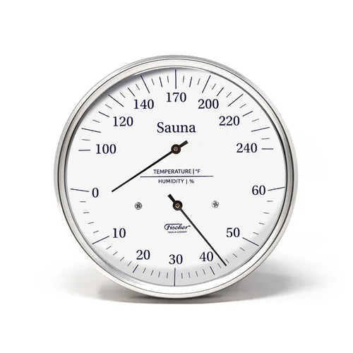 Fischer - Termómetro de sauna (°FahFahrenheit) e higrómetro de 5.1 pulgadas, 194-01F, fabricado en Alemania