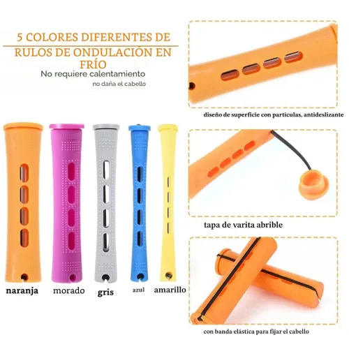 Miniatura 4 de Juego de 100 varillas rizadoras de cabello – Rodillos de plástico de onda fría para peinado de cabello natural, largo o corto – Herramientas