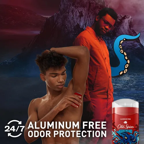 Miniatura 3 de Old Spice Desodorante sin aluminio para hombres, protección contra olores 24/7, frescura 24/7 y aroma duradero, se pone transparente, Krakengard