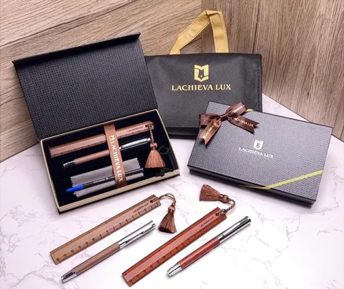 Miniatura 6 de LACHIEVA LUX Bonito y elegante bolígrafo de palisandro con regla/marcador, regalo de lujo para mujer y hombre Rosewood