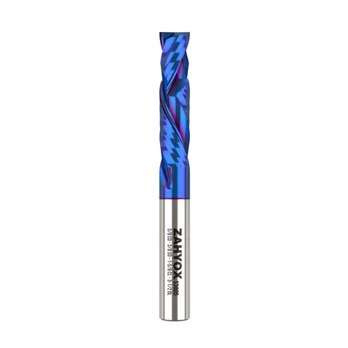 Miniatura 13 de ZahyoX Broca de enrutador CNC espiral de compresión de 3/8 pulgadas, fresadora de extremo CNC de carburo sólido recubierta NACO, diámetro de corte