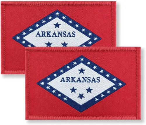 Overdecor Parches militares tácticos de la bandera de Arkansas, cierre de velcro, paquete de 2