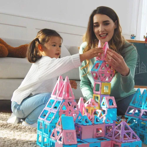 Miniatura 8 de MAGBLOCK Juego de Bloques de Construcción Magnéticos, Juguetes de Azulejos Magnéticos Mejorados para Niñas de 3 4 5 6 7 8+ Años, 103 piezas Juguetes