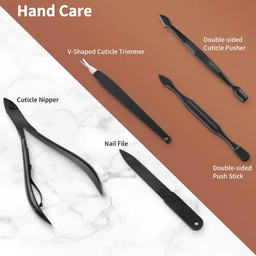 Miniatura 6 de Teamkio Juego de manicura de pedicura, juego de cortaúñas de pedicura, kit de higiene de viaje, juego de cuidado profesional de cortador de acero