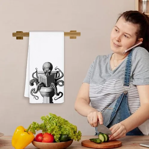 Miniatura 6 de Divertidas toallas de mano de pulpo para baño, baño, decoración de baño de octopu, regalos para amantes del pulpo para mujeres y hombres, toallas