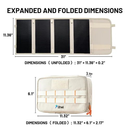 Miniatura 2 de Litheli Cargador de panel solar portátil de 24 W, mini panel solar plegable para camping, senderismo y uso en ventanas, IP54 impermeable, USB