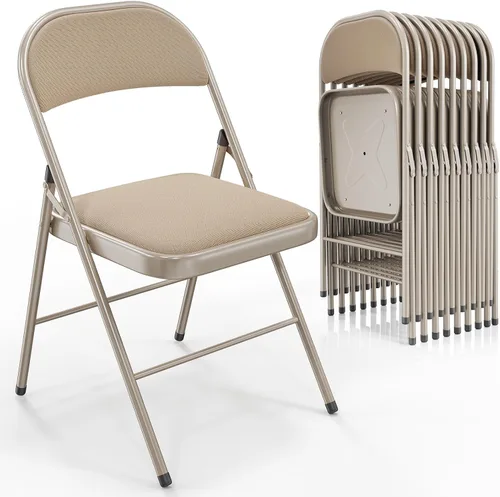Miniatura 11 de VINGLI Paquete de 4 sillas plegables con asientos acolchados, marco de metal con asiento y respaldo de tela, capacidad de 350 libras, color negro