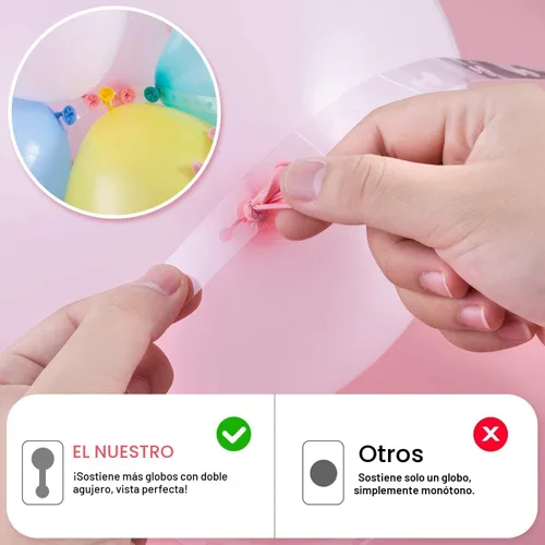 Miniatura 3 de Kit de decoración de arco de globos, 2 rollos de tiras de cinta para guirnaldas, decoraciones de fiesta y boda