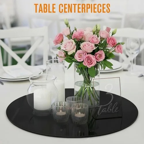 Miniatura 4 de Houseables Mirror Centerpieces for Tables, Round Mirrors for Centerpieces, Mirrored Trays, Round Table Plate Tray, Circle, Glass Charger, Wedding