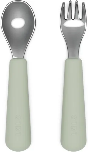 Miniatura 11 de Lalo Utensils - Juego de tenedor y cuchara para niños pequeños - Utensilios ergonómicos para niños pequeños de acero inoxidable y silicona - Juego
