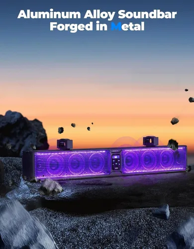 Miniatura 3 de KEMIMOTO Barra de sonido con 8 altavoces de 32 pulgadas, barra de sonido de metal resistente para ATV UTV, luz RGB impermeable Bluetooth, barra