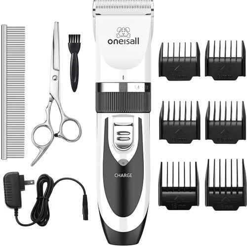 Miniatura 8 de oneisall Cortapelos para perros de ruido bajo, kit de cuidado de mascotas con recortadora recargable, afeitadora inalámbrica eléctrica silenciosa