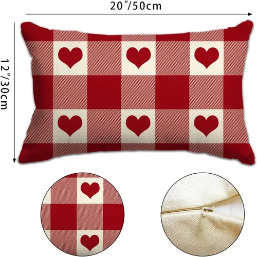 Miniatura 3 de Fundas de almohada para el día de San Valentín de 12 x 20 pulgadas, regalos de cumpleaños, patrón de corazón, decoración para sofá, decoración