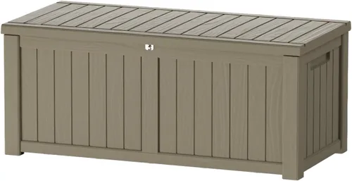 Miniatura 32 de Caja de almacenamiento para exteriores de 35 galones, caja de resina impermeable y con cierre para terraza, grande, contenedor de almacenamiento