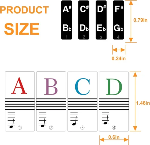Miniatura 2 de Adhesivos para Teclado de Piano Claves de Piano: Etiquetas de Notas de Teclado de Piano Extraíbles - Adhesivos de Notas de Teclado de Piano