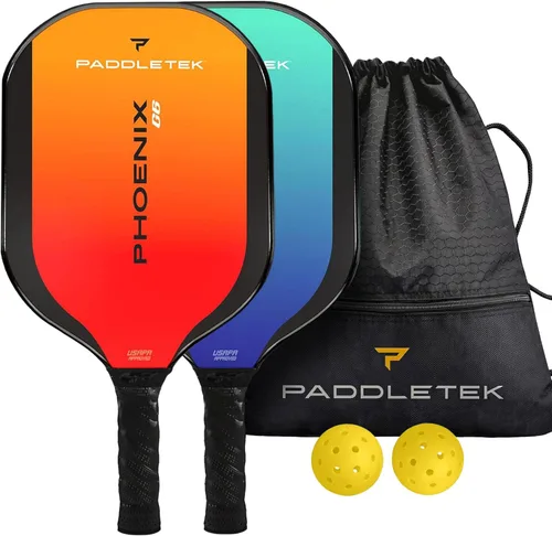 Paddletek Phoenix G6 - Paleta de pickleball profesional con núcleo de panal, superficie de policarbonato, núcleo de policarbonato de grafito y Rojo
