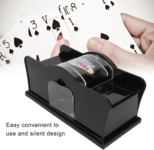 Miniatura 6 de Barajador manual de cartas de 1-2 barajas para blackjack, póker, silencioso, manivela, equipo de casino máquina barajadora de cartas para jugar a