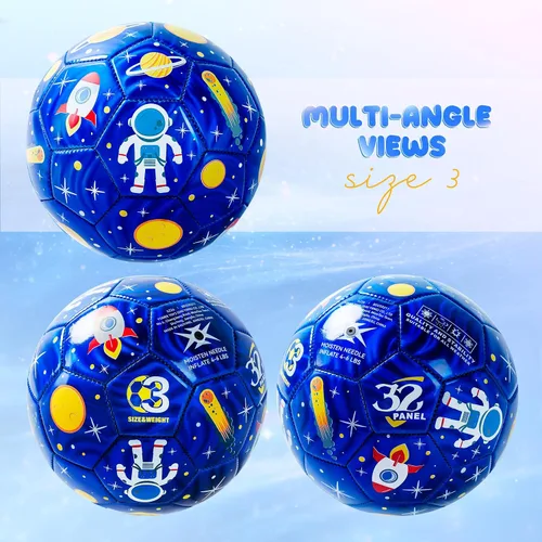Miniatura 4 de Balón de fútbol tamaño 4, tamaño 3, tamaño 2 con bomba desinflada, juguetes de dinosaurio de unicornio con purpurina para niños pequeños