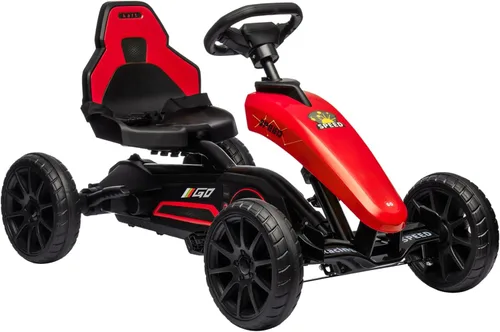Miniatura 10 de Aosom Go Kart con pedal para niños, juguetes para montar al aire libre con eje oscilante, asiento ajustable, freno de mano, 4 ruedas que absorben