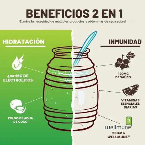 Miniatura 5 de Salud Paquetes de hidratación 2 en 1 + electrolitos inmunitarios en polvo, pepino y lima, mezcla de bebida de agua fresca, saúco, sin lácteos