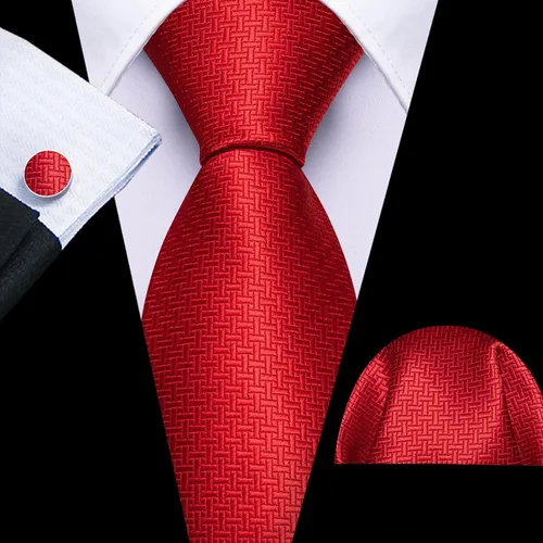 Miniatura 111 de Barry.Wang Juego de corbatas para hombre, corbata de seda a rayas, tejido a cuadros, gemelos formales, negocios, boda