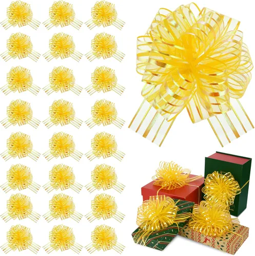 Miniatura 8 de Poen 12 Lazos Grandes de Navidad para Envolver Regalos de 6" Lazos de Tirar Multicolores de Cinta Navideña para Regalos, Cestas de Boda, Cajas