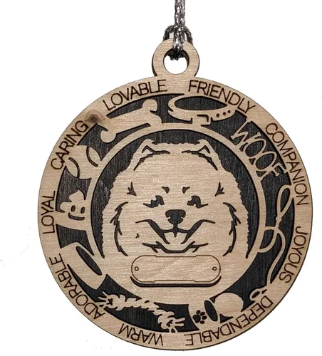 Miniatura 100 de Adorno de Navidad personalizado de madera para perro de 3 pulgadas, nombre y texto personalizables, hecho a mano en Estados Unidos, diseño de corte
