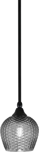 Miniatura 196 de Toltec Lighting Tallo Colgado Mini colgante, acabado de cobre negro, 3.5" cuadrado humo burbuja vidrio