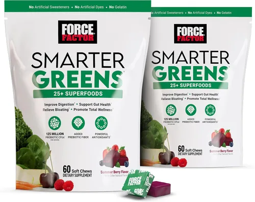 Miniatura 10 de Force Factor Smarter Greens Superfood - Masticables, verduras y superalimentos para apoyar la salud intestinal, la hinchazón y la digestión