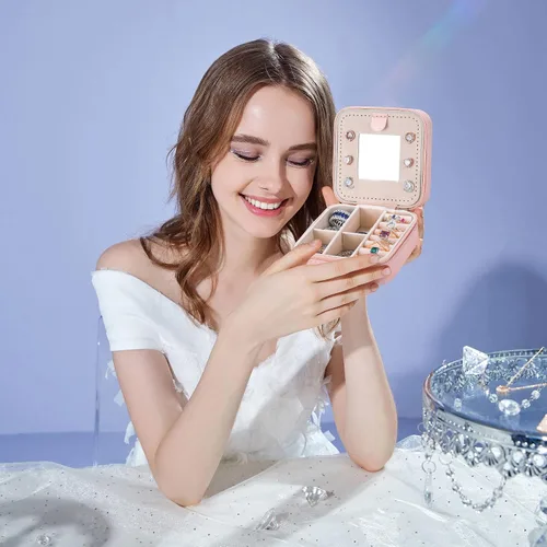 Miniatura 2 de Parima Joyero pequeño para niñas, joyero con inicial de viaje para niñas Caja organizadora de joyas pequeña Joyero de viaje organizador de joyero
