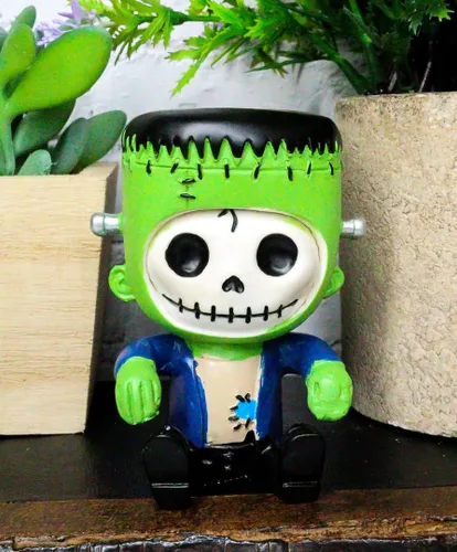 Miniatura 6 de Ebros Frankie The Frankenstein Furrybones - Figura pequeña de 3 pulgadas de alto, huesos peludos, esqueleto, monstruo, estatua de decoración como