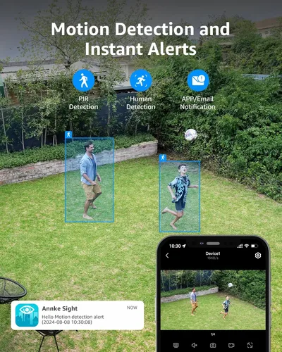 Miniatura 3 de ANNKE Cámaras de seguridad solar de 2.5K inalámbricas para exteriores, paquete de 2 cámaras domo panorámicas de visión de 360° para vigilancia