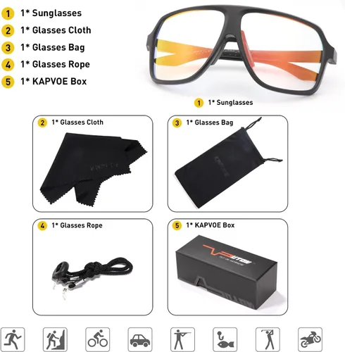 Miniatura 6 de KAPVOE Gafas de ciclismo fotocromáticas para hombres y mujeres, gafas de sol deportivas MTB para ciclismo, protección UV Negro rojo